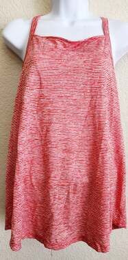 Loft Red White Striped Racerback Tank Top XL Lightweight Soft Sleeveless Stretch